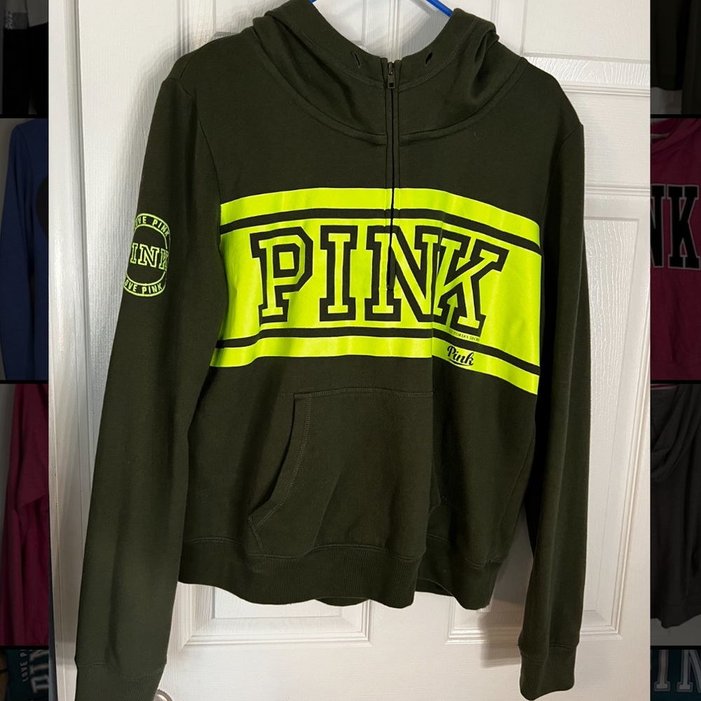 PINK Victoria Secret half zip hoodie size large.